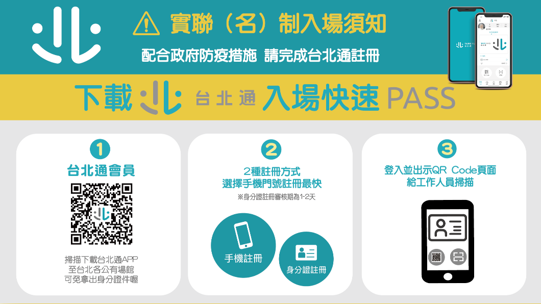 民眾可先下載「台北通APP」完成註冊,現場掃QR碼即可入場。(圖/北市府觀傳局)
