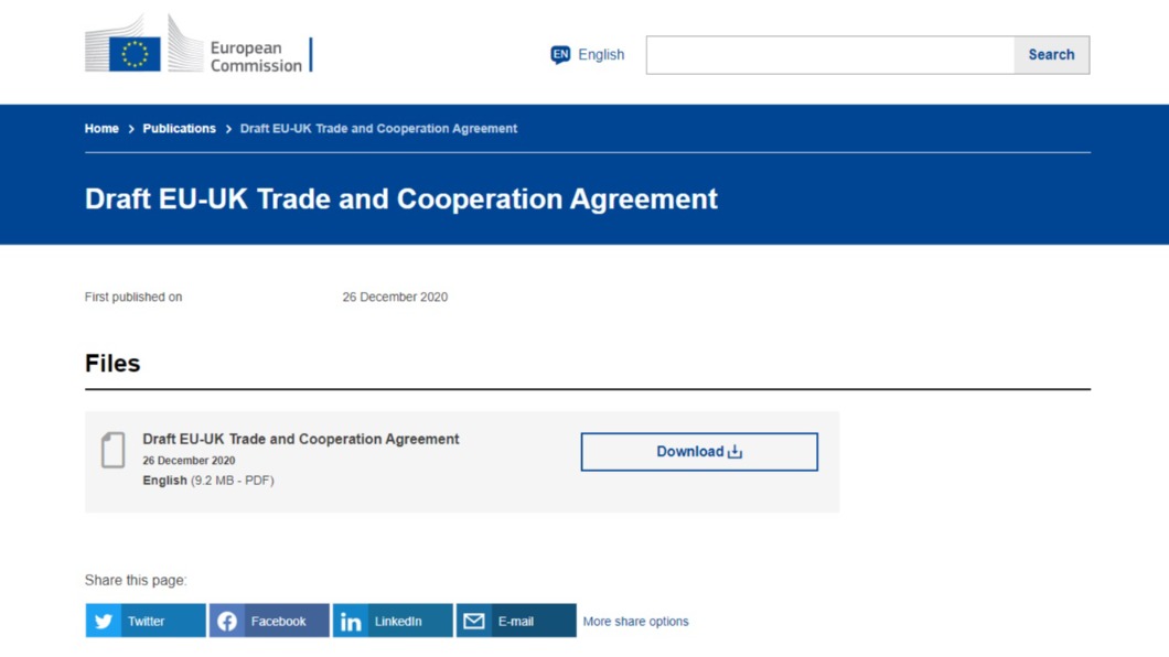 歐協議內文公開。(圖/翻攝自European Commission)