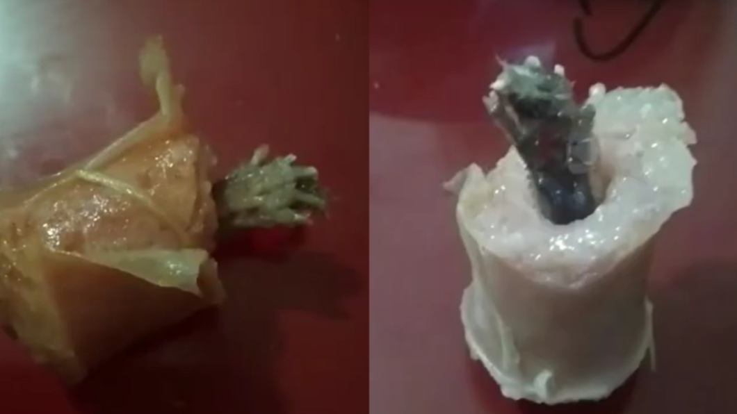 男子疑似買到內含老鼠腿的商品。(合成圖/翻攝自沸點新聞)