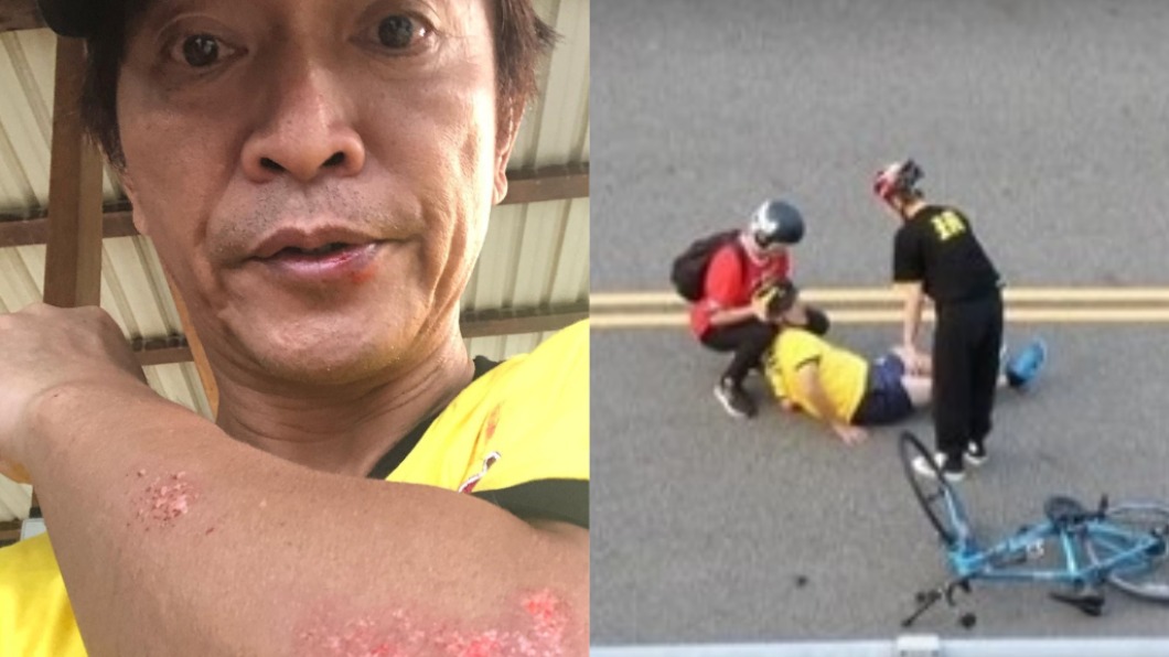 悚!吳宗憲摔車畫面曝光 高架橋上「狂滾2圈」險墜橋
