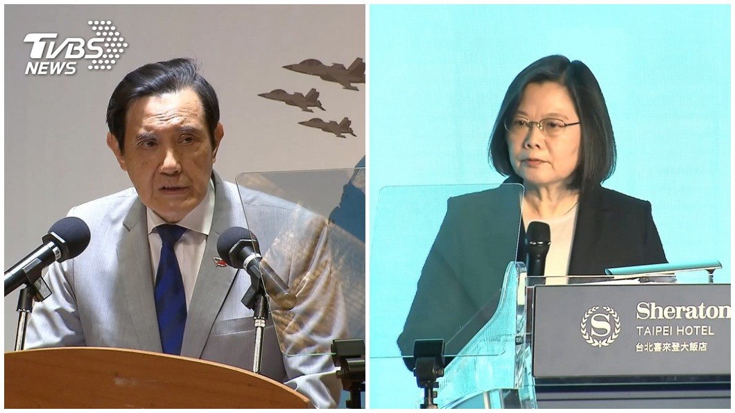 前總統馬英九今日因三中案出庭，被問到萊豬即將開放進口，他提醒蔡英文總統記得8年前自己曾說過的話「開放萊豬總統下台」。（合成圖／TVBS資料畫面）