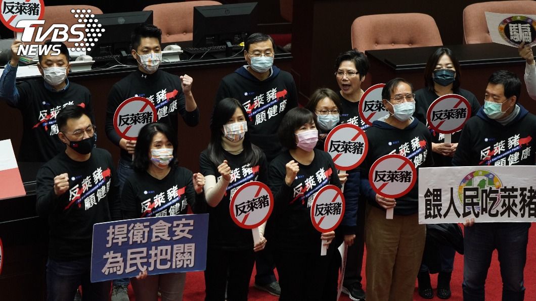 上星期立院進行萊豬案表決,藍營立委表達堅決反對的立場。(圖/TVBS)