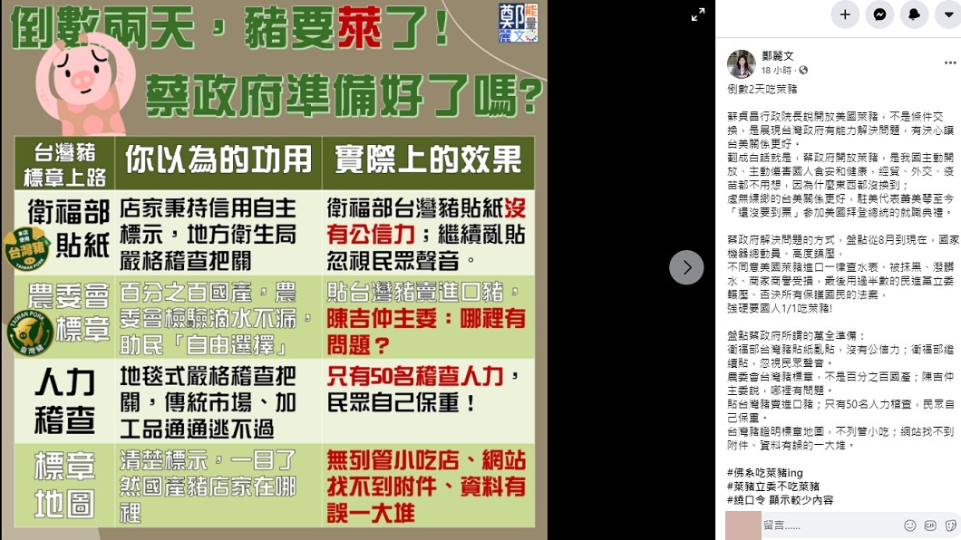（圖／翻攝自鄭麗文臉書）
