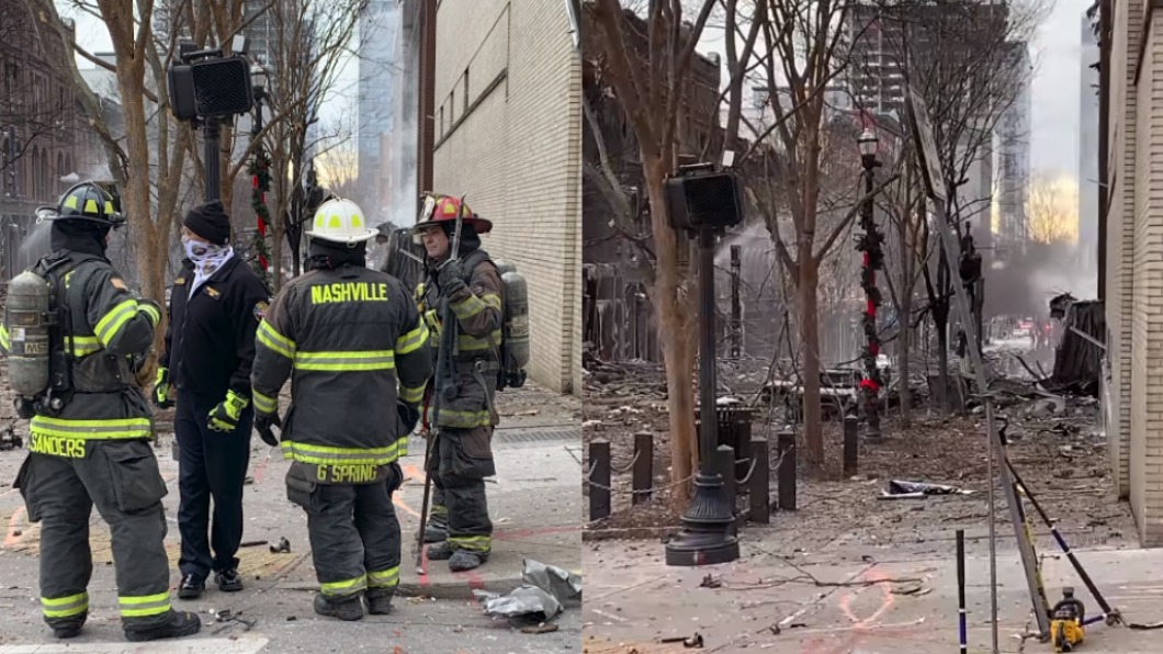 爆炸事件造成至少14商家受波及、3人受傷。(圖/翻攝自Nashville Fire Department臉書)