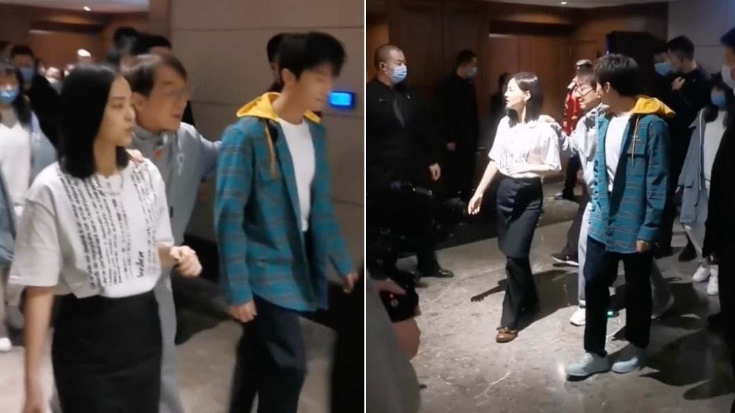 成龍腰傷復發,忍痛出席電影首映。(圖/翻攝自微博)