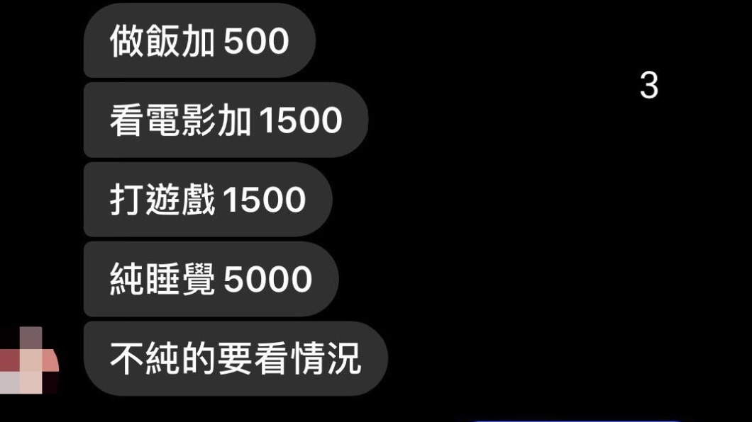 對方還針對不同項目，訂定不同價碼。（圖／翻攝自靠北女友my girl）