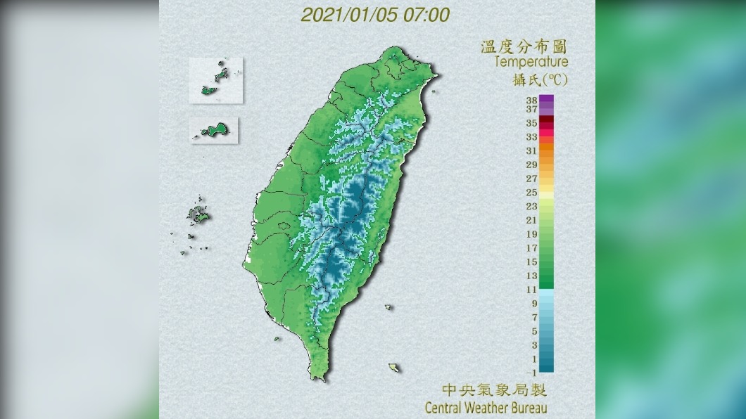 溫度分布圖。（圖／中央氣象局）