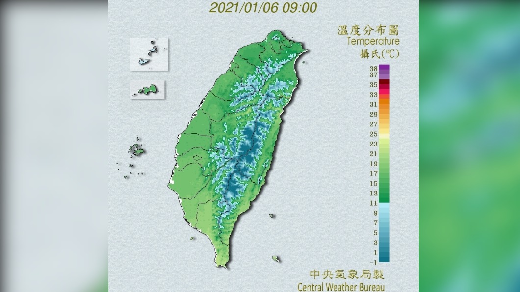 溫度分布圖。(圖/中央氣象局)