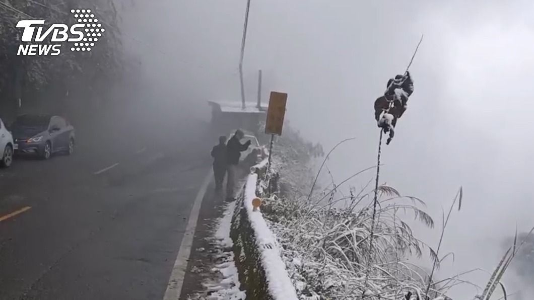 拉拉山昨晚降雪。（圖／中央社）