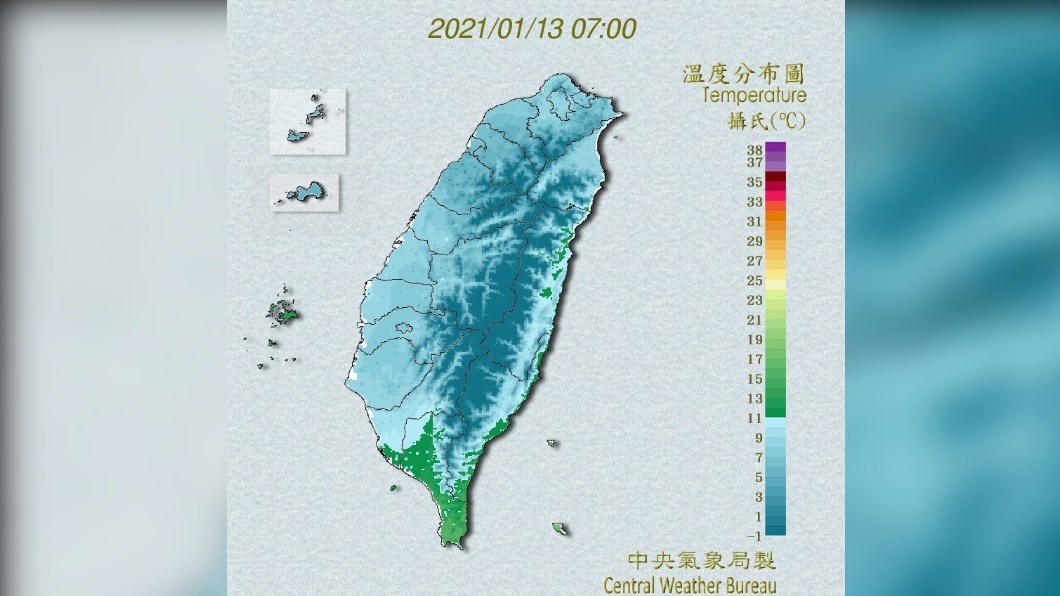 溫度分布圖。(圖/中央氣象局)
