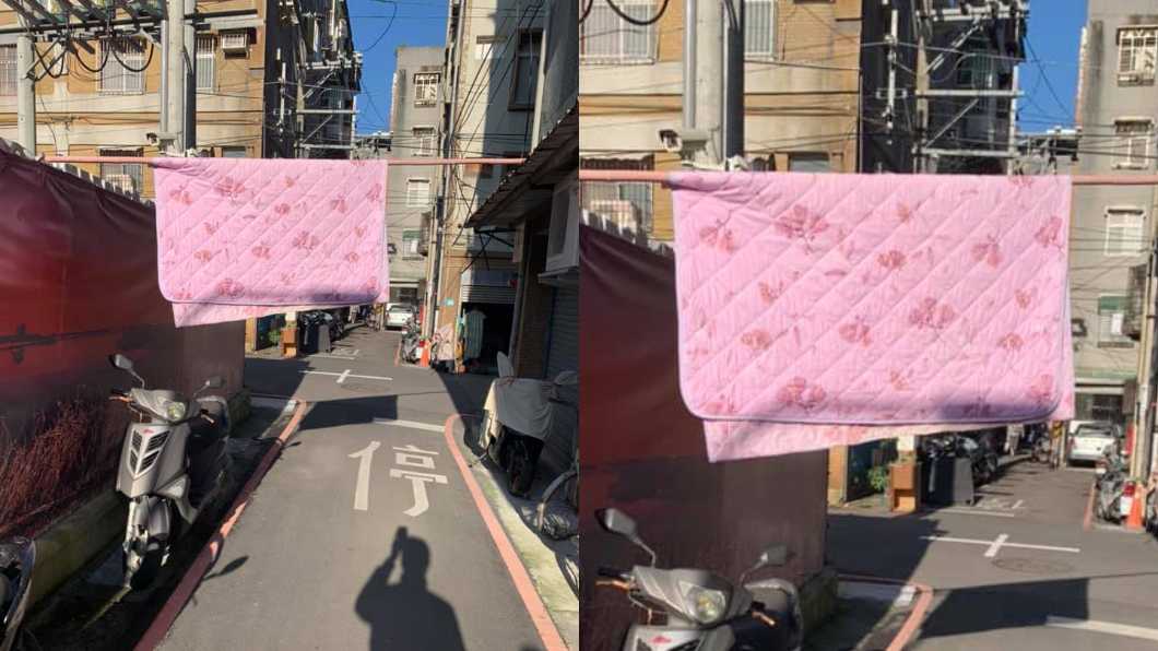 馬路當自家?新北驚見竹竿橫跨屋簷「曬棉被」
