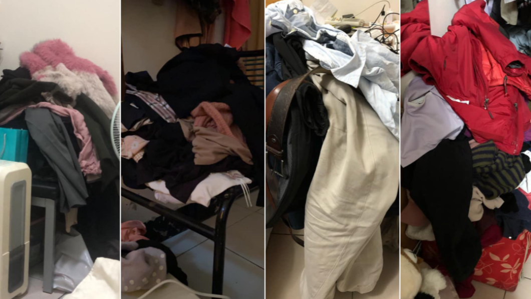 網友們曬出自己的衣服椅。(合成圖/翻攝自「爆怨公社」)