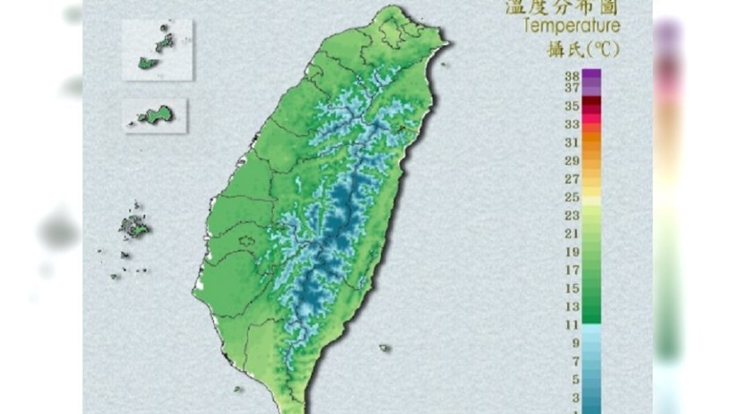 今日氣溫將逐漸回升。(圖/翻攝自中央氣象局)