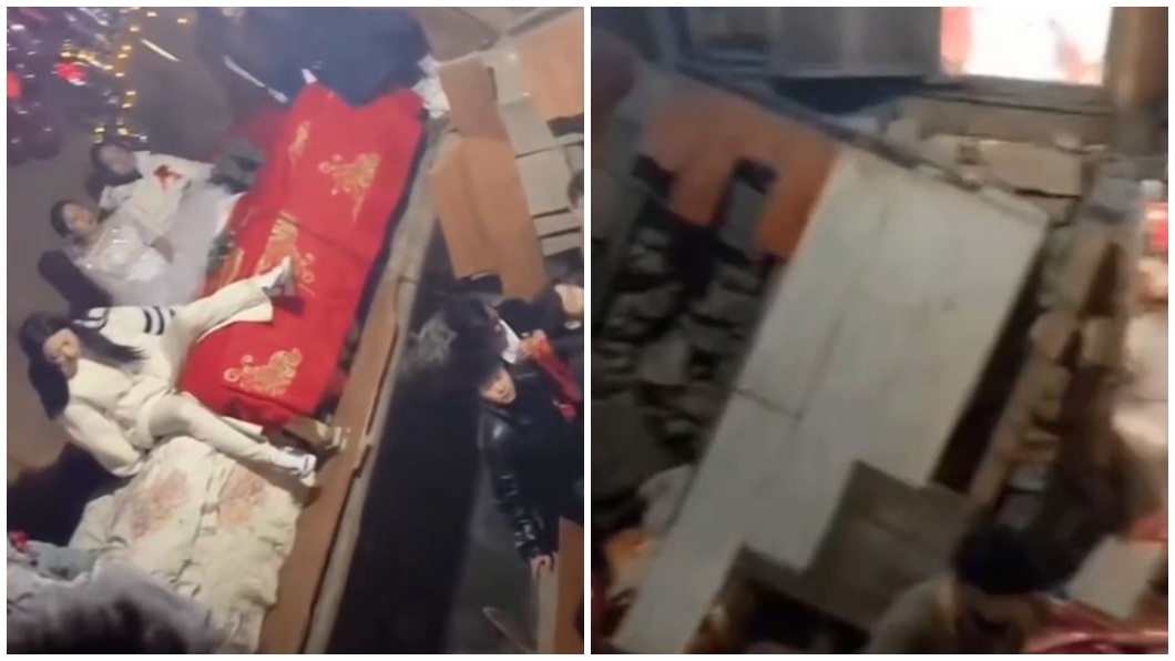 屋舊?過重? 陸新郎率陣迎娶踩塌新娘家2樓地板