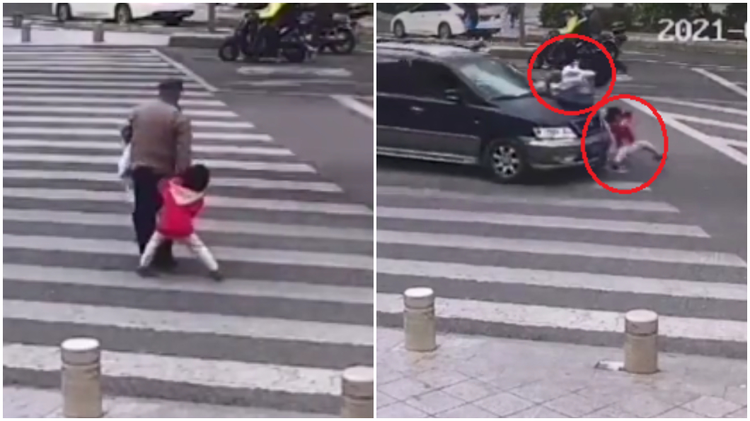 不甩4歲孫女勸阻 陸翁硬拖她闖紅燈慘被車撞死