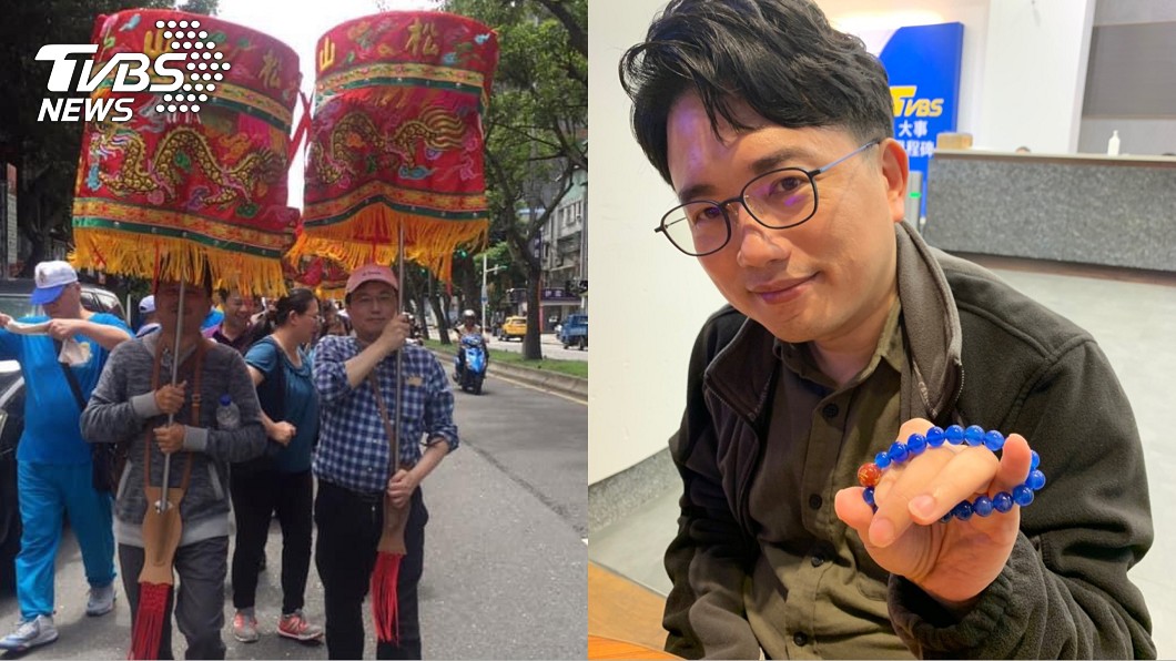 江坤俊先前跟著母娘遶境,也隨身攜帶母娘加持過的佛珠。(圖/江坤俊提供)