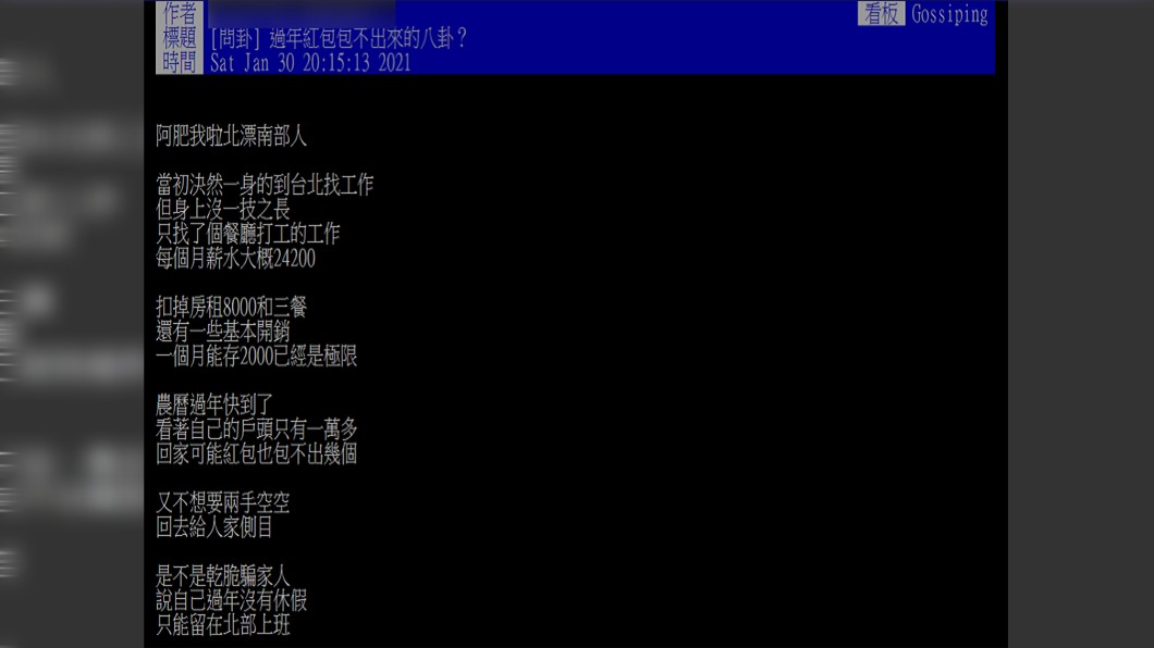 原PO感嘆包不出紅包。(圖/翻攝自PTT)