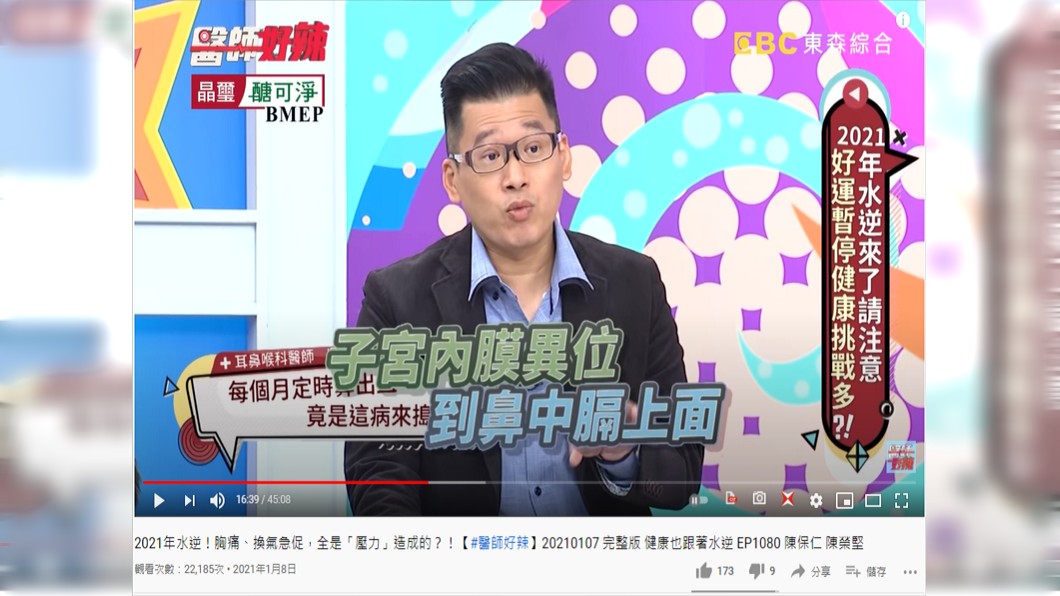 耳鼻喉科醫師吳昭寬分享子宮內膜異位案例。（圖／翻攝自《醫師好辣》YouTube）