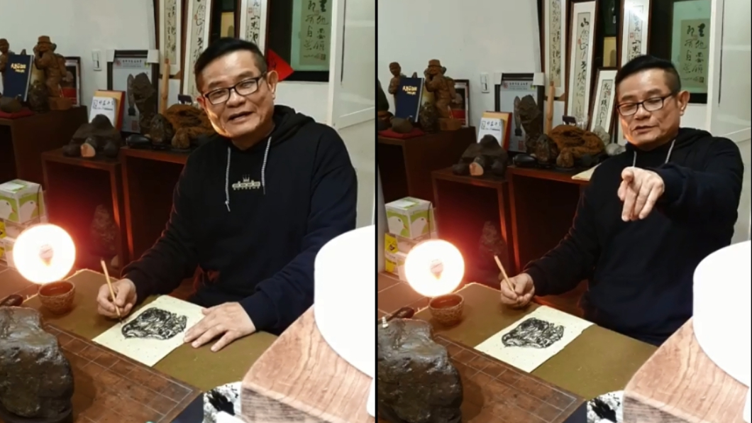 許效舜畫畫時談及雞排妹的性騷風波。(圖/翻攝自許效舜臉書)