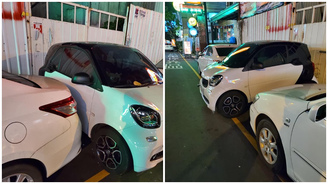 女駕駛秀超狂停車法 「橫插進夾縫」淡定下車