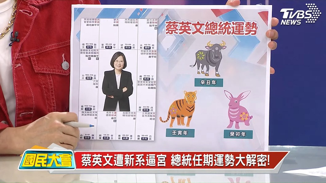 詹惟中節目《國民大會》上分析蔡英文運勢。(圖/TVBS)