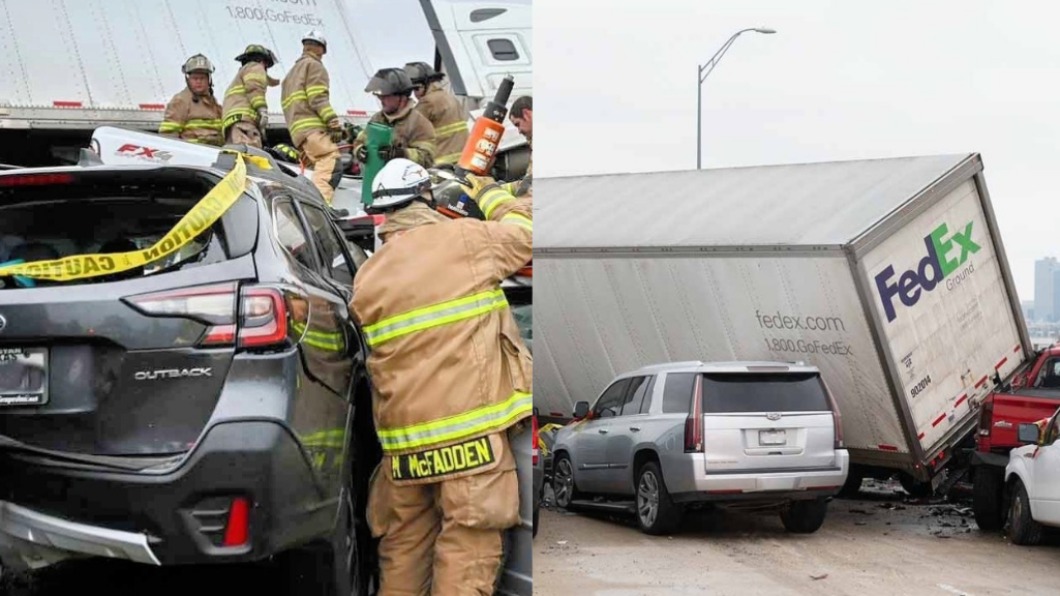 車禍現場一片狼藉。(圖/翻攝自FortWorthFire推特)