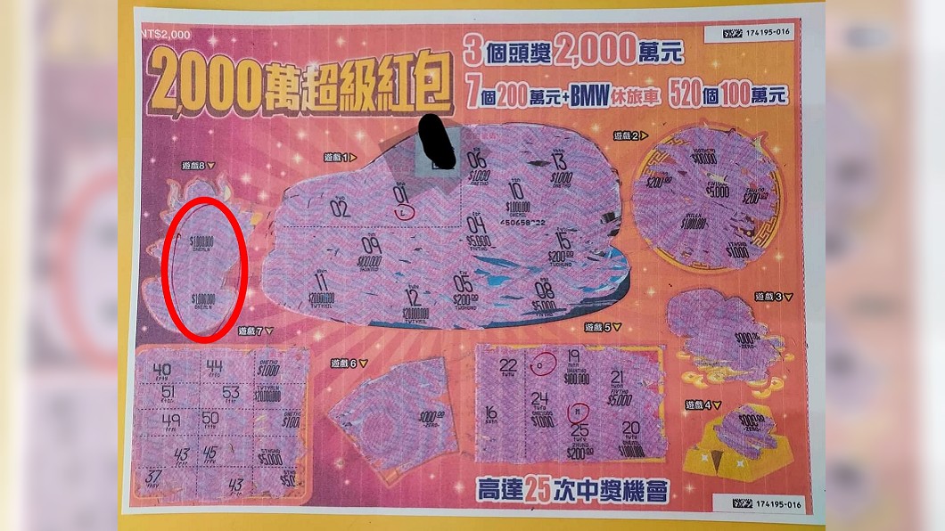 刮刮樂漏了「第8區」沒中要丟 店員幫刮開爽中100萬