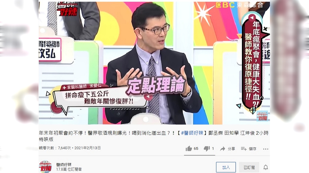 家醫科醫師宋晏仁分享民眾過年期間能阻擋肥胖的小撇步。(圖/翻攝自醫師好辣YouTube)