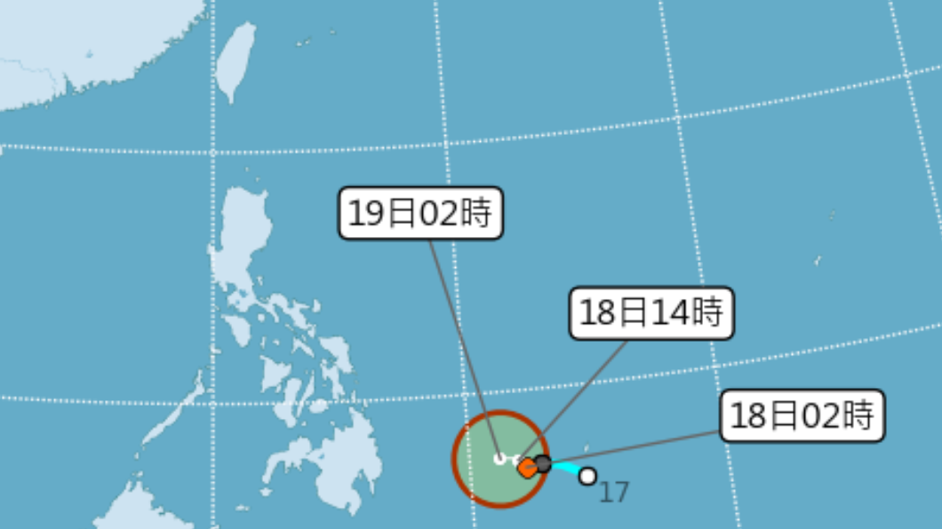 位於帛琉的熱帶性低氣壓,最快今天生成為颱風「杜鵑」。(圖/中央氣象局)