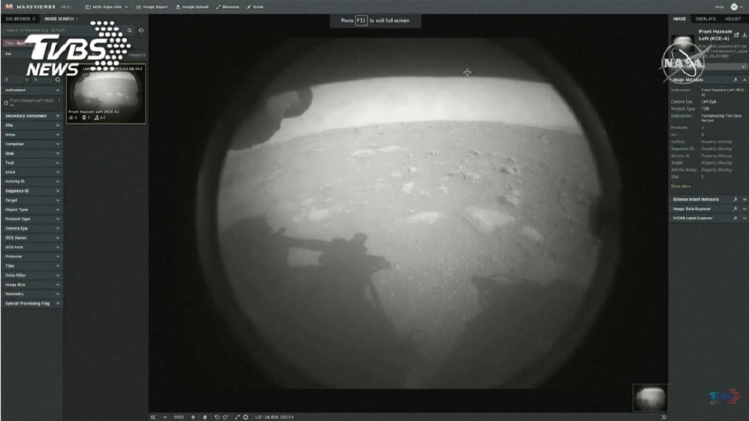 NASA毅力號傳回首張地面照。(圖/達志影像美聯社)