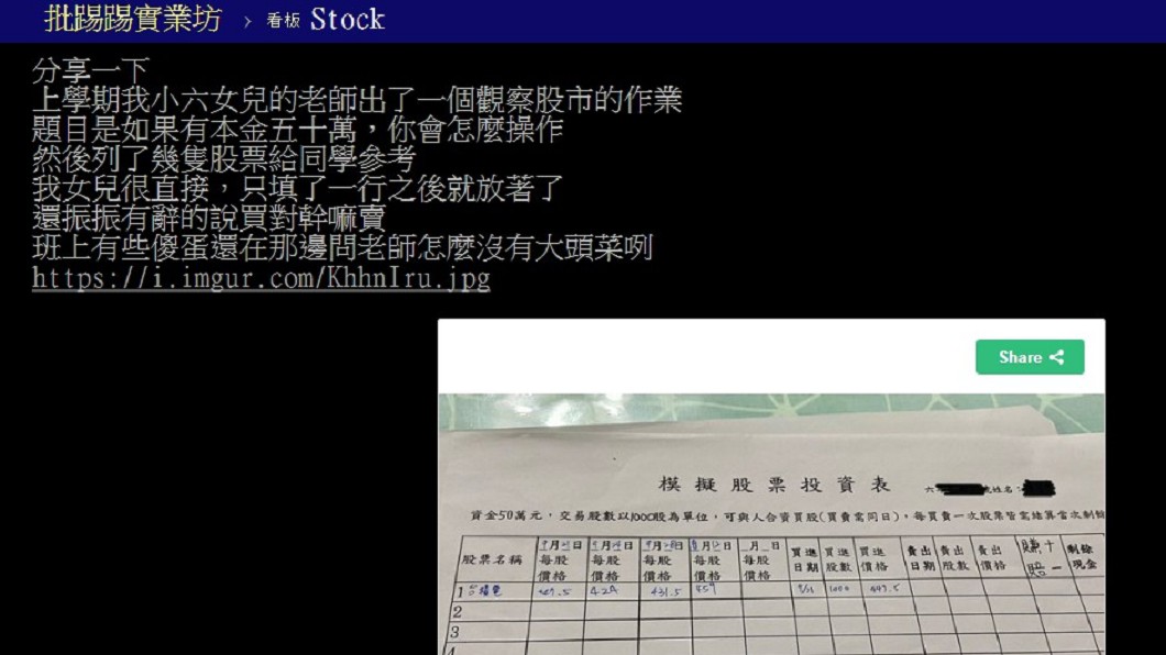 (圖/翻攝自PTT「Stock板」)