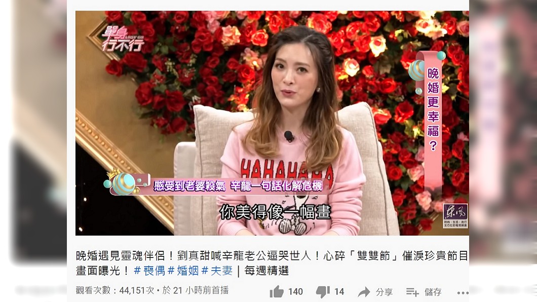 辛龍曾在劉真照顧女兒崩潰時,對她說「妳美得像一幅畫!」(圖/翻攝自東風衛視YouTube頻道)
