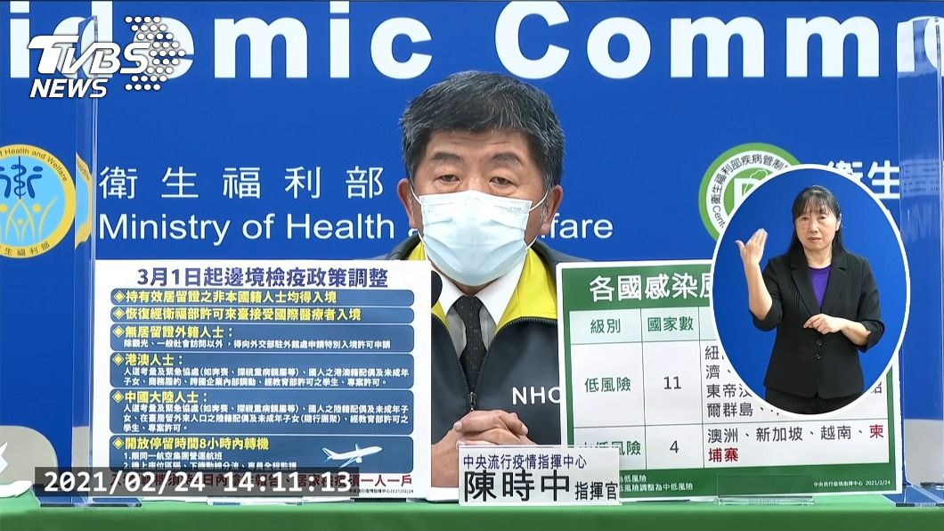 指揮中心宣布 無居留證外籍人士入境禁令3/1鬆綁