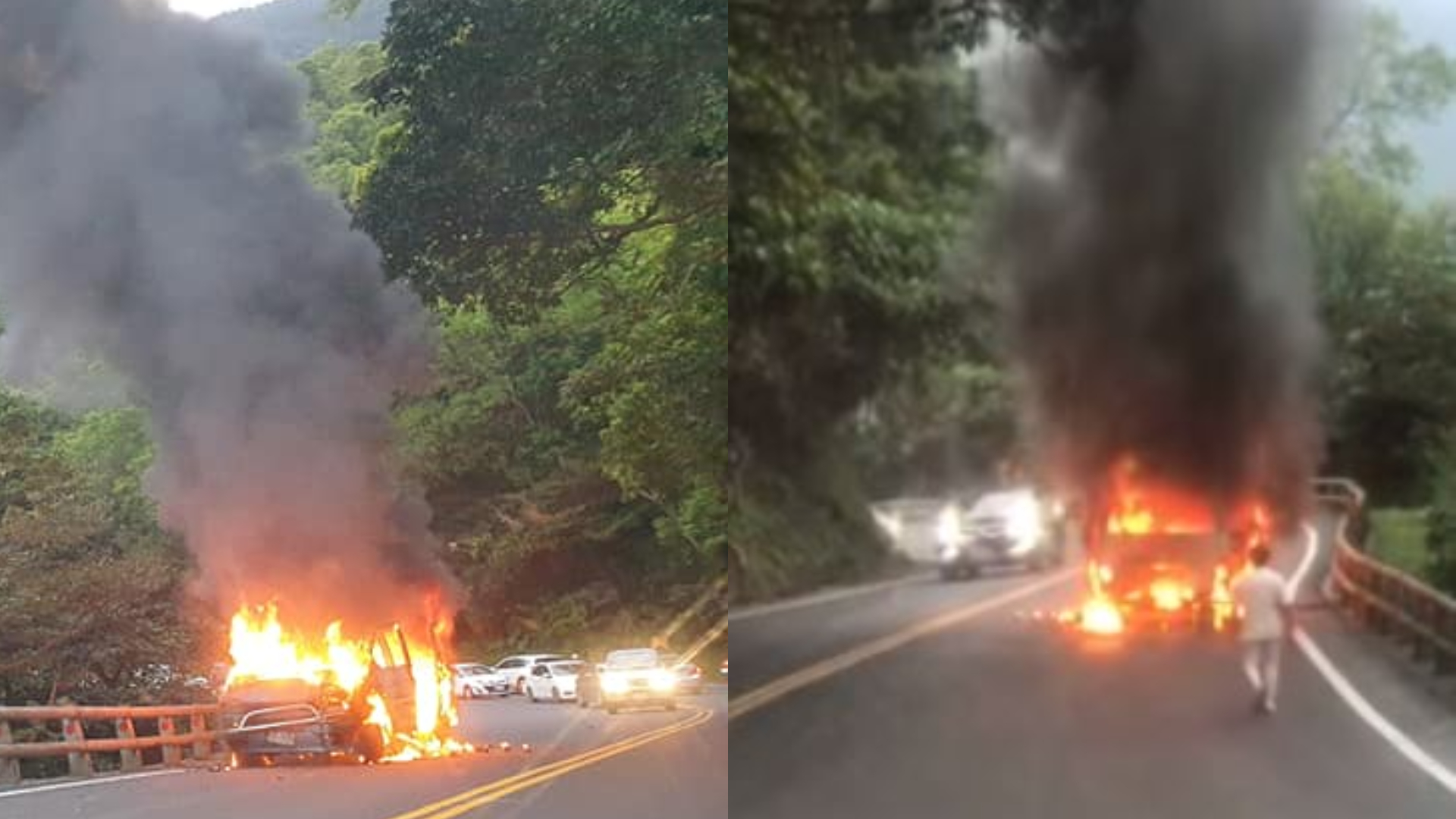 台9線蘇花火燒車 2車對撞起火燃燒「南北向塞爆」