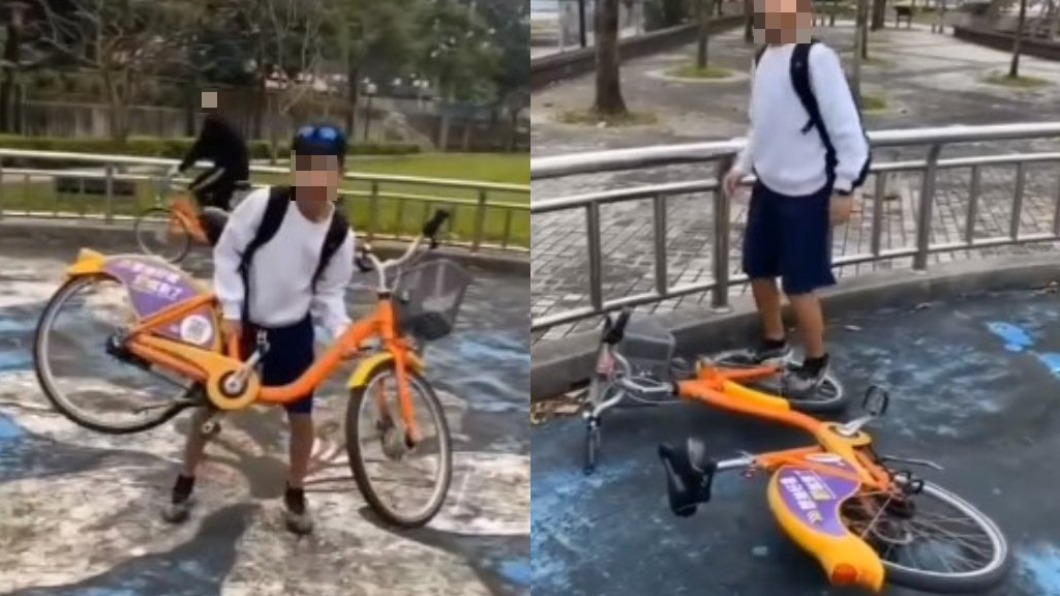 少年破壞YouBike摔地踩輪狂笑　業者不忍了提告