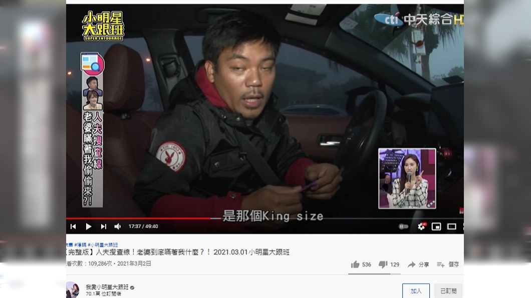 男星撒基努在汽車內發現保險套。(圖/翻攝自我愛小明星大跟班YouTube)