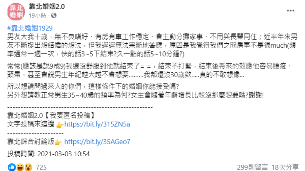 女子表示男友近日婚頭不斷。(圖/翻攝自靠北婚姻2.0)