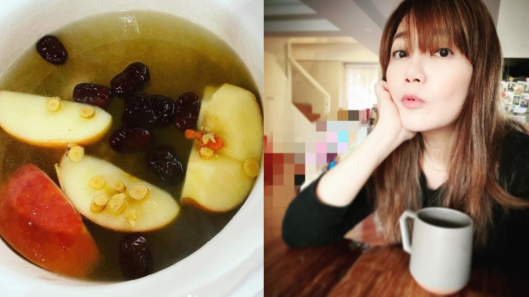 梁靜茹自製「黃耆蘋果豬腱湯 」。(圖/翻攝自fishleong616 IG)