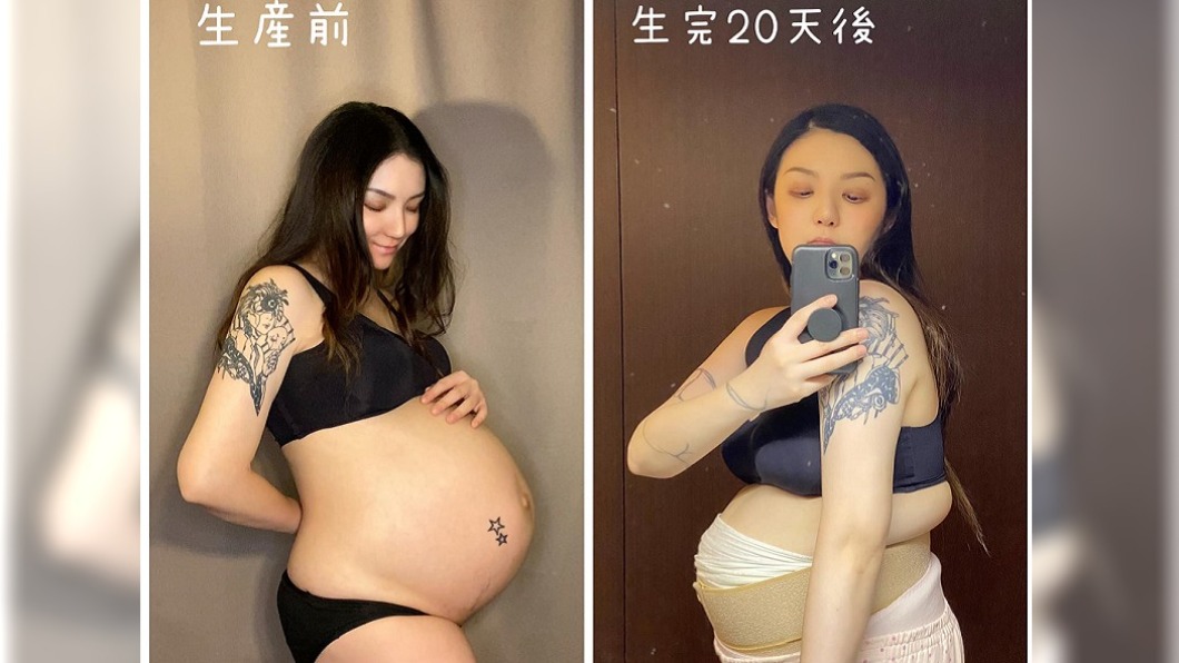 歐陽靖大方分享產前產後對比照。(圖/翻攝自歐陽靖・裏東京生存記臉書)
