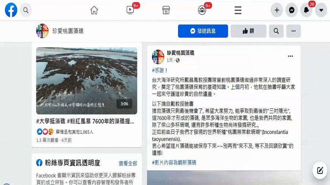 圖/翻攝自珍愛桃園藻礁臉書