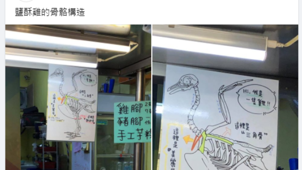 一名女子買鹽酥雞時意外發現「雞剖面圖」。（圖／翻攝自路上觀察學院）