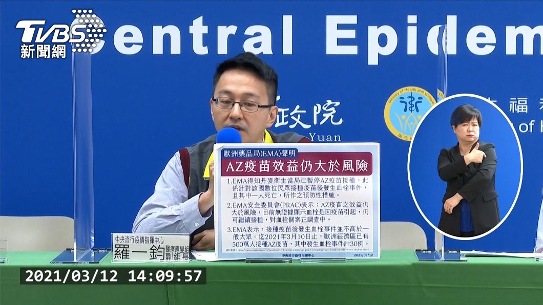 AZ疫苗疑釀血栓事件 指揮中心:這幾天是關鍵