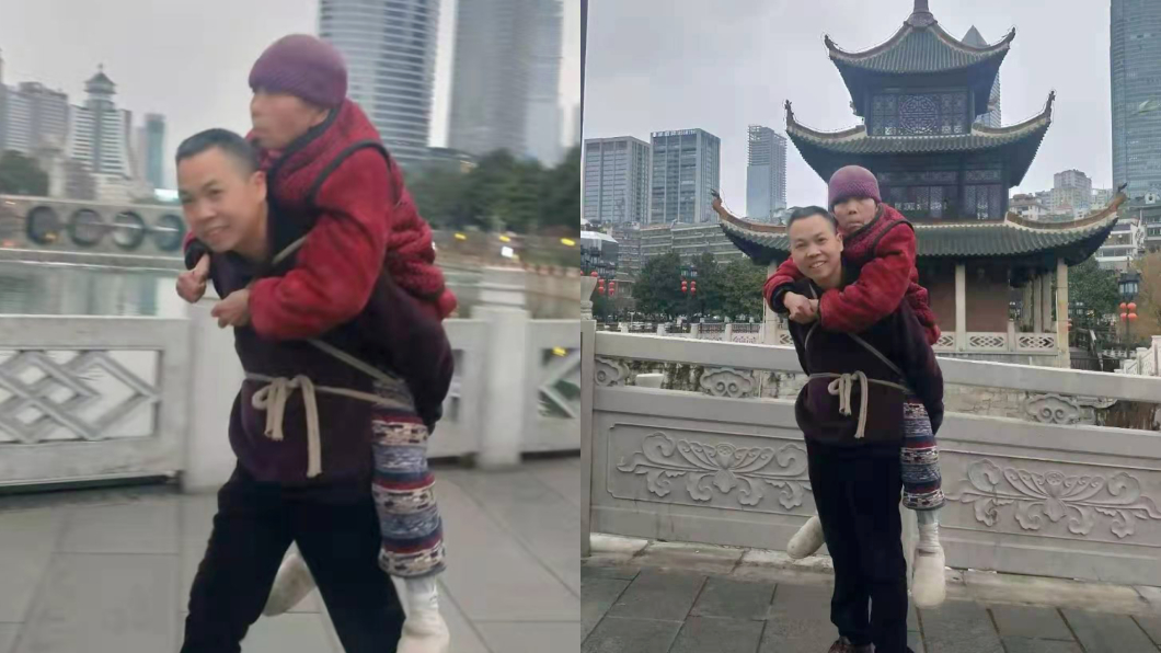 換我照顧妳!陸男「背81歲癱瘓母」走遍風景區圓夢