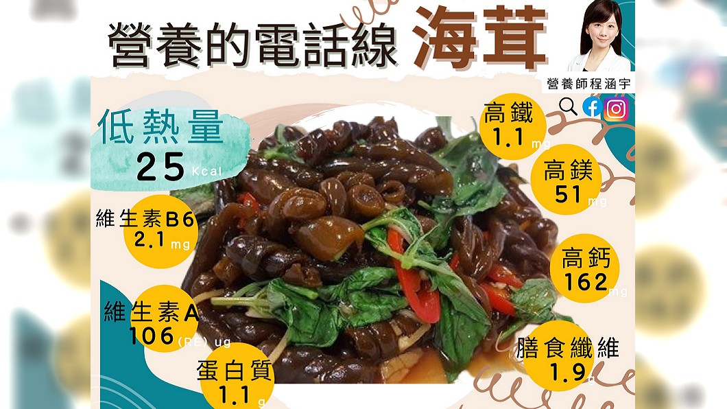 營養師程涵宇分享海茸的營養價值。（圖／翻攝自程涵宇營養師臉書專頁）
