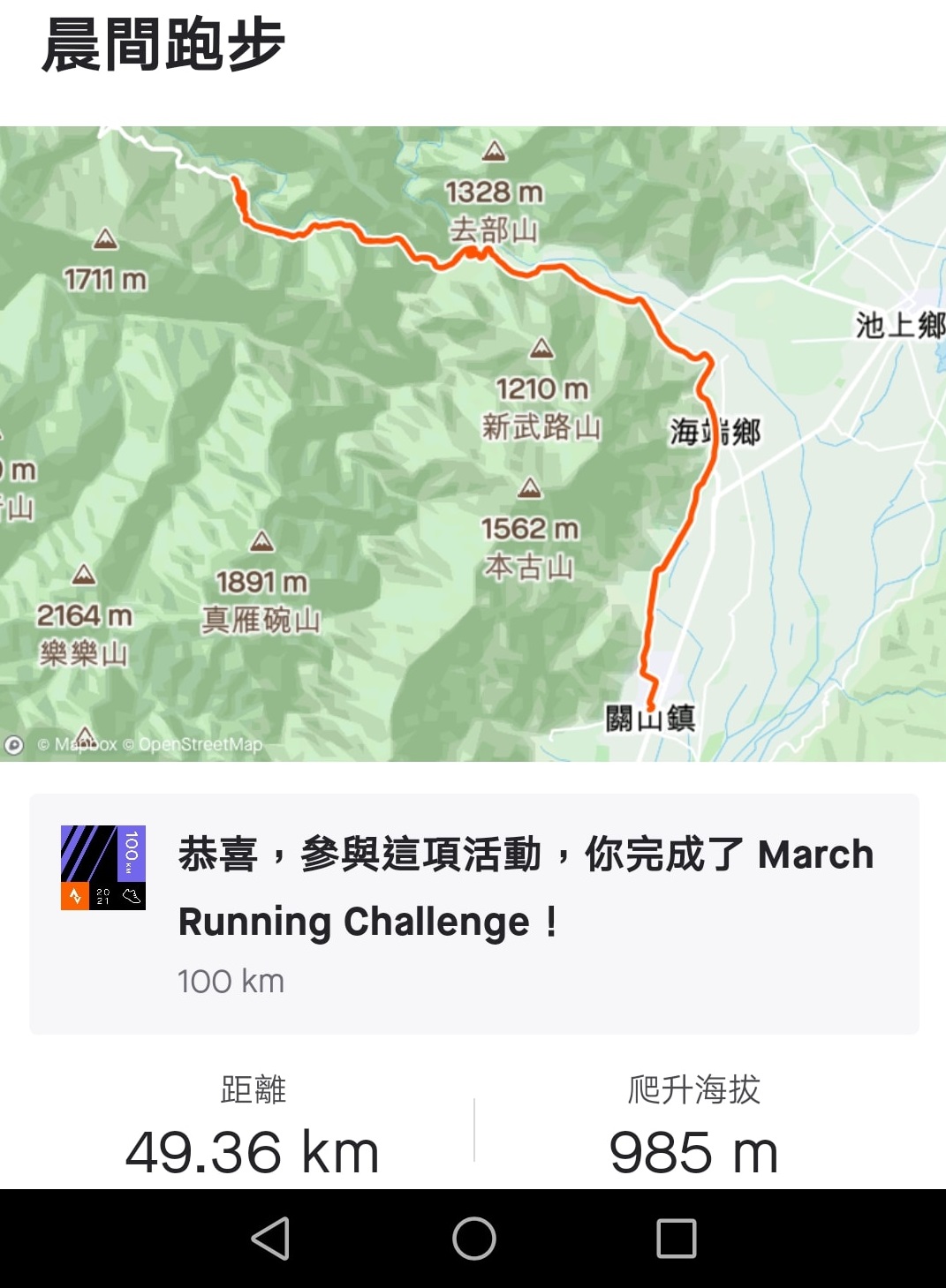陳媽媽獨自推著兒子跑了超過45公里的路程。（圖／翻攝自爆廢公社二館）