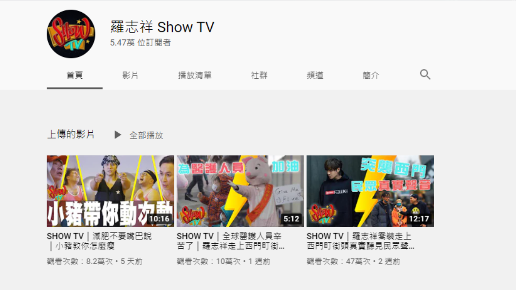 羅志祥頻道點閱率大量下滑。(圖/翻攝自羅志祥Show TV)