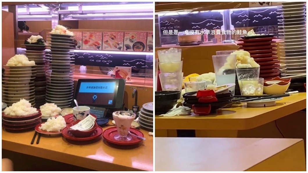 不少民眾為了吃免費壽司,出現許多浪費行為。(合成圖/翻攝自靠北壽司郎粉專)