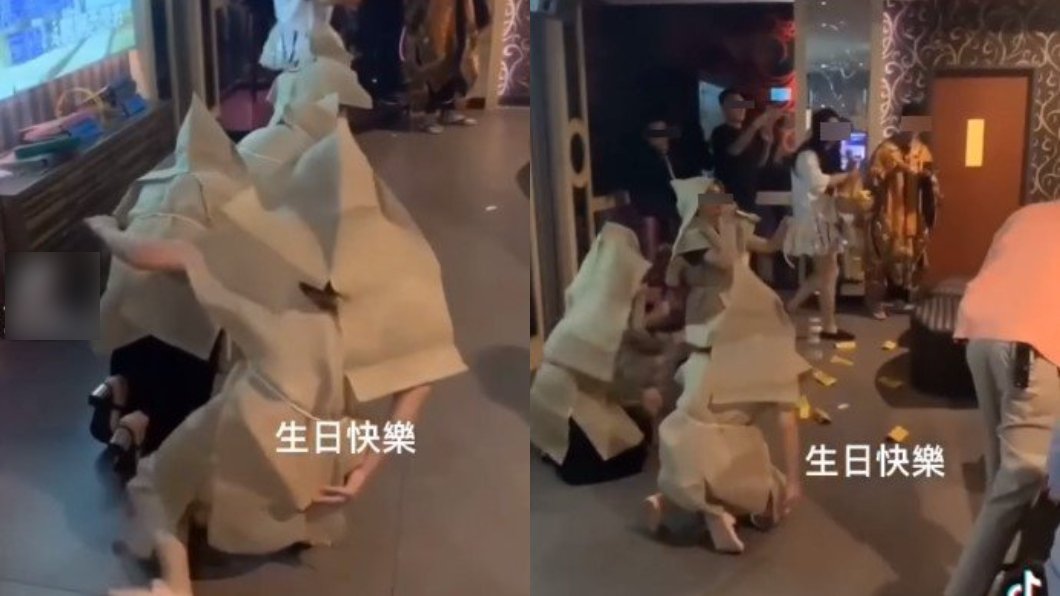 一旁還有人撒冥紙大喊「過橋喔」。(圖/翻攝自黑色豪門企業臉書)
