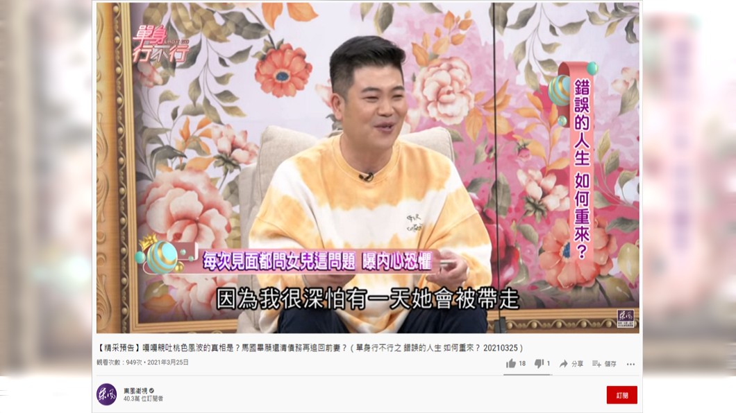 馬國畢深怕有天再也見不到女兒。(圖/翻攝自東風衛視YouTube頻道)