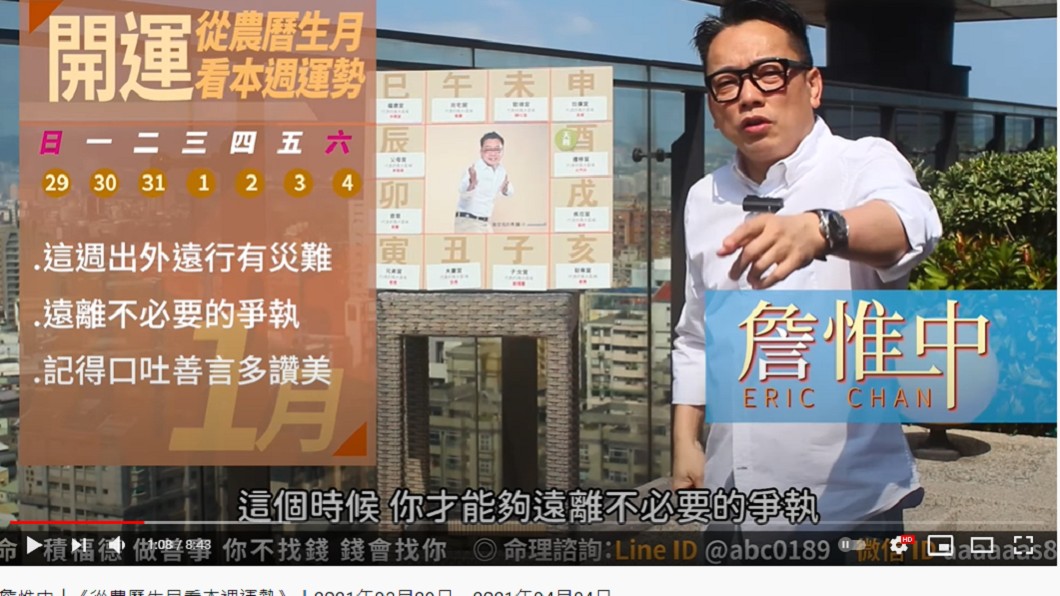 詹惟中分析12月份出生的人在4月首週運勢。(圖/翻攝自《 詹惟中 就是愛算命》YouTube)